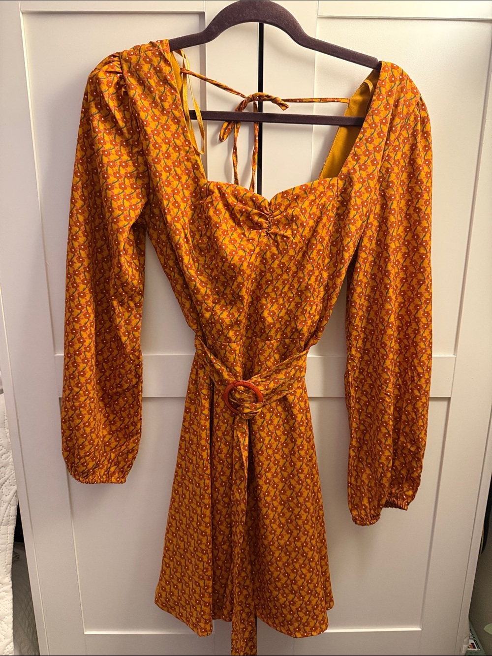 Women’s Long-Sleeve Belted Mini Dress